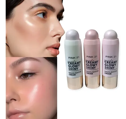 Iluminador En Barra Stick Creamy Glowy Shiny Pink 21 Tono 2