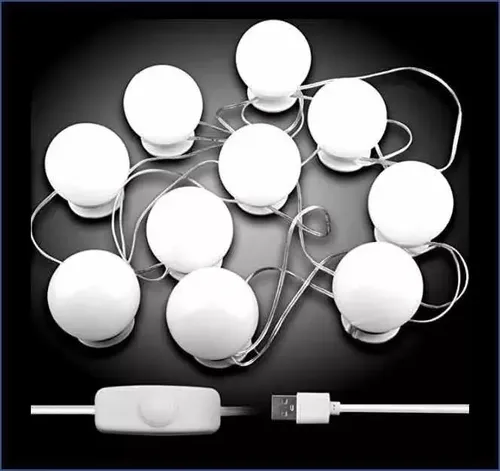 Kit 10 Focos Lamparas Luz Led Espejo Usb Maquillaje Camarin Veoquiero