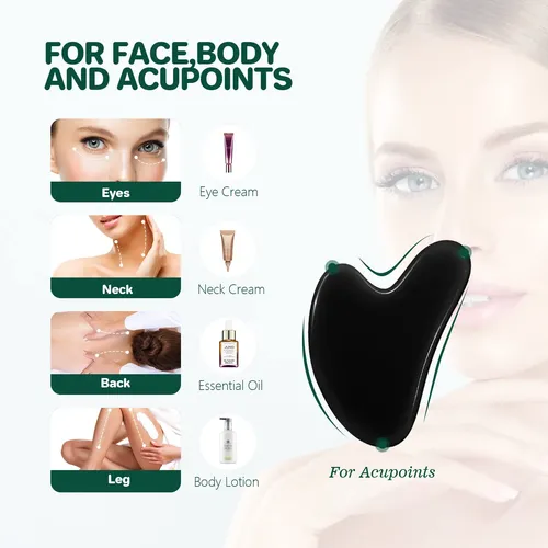 Herramienta Facial Gua Sha Con Piedra De Jade Natural Gukoy