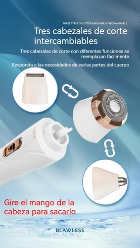 Máquina De Depilación Eléctrica Para Mujer Recargable 3 En 1
