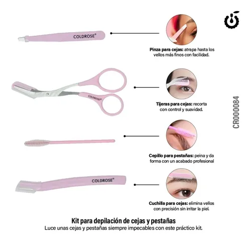 Kit Perfilador De Cejas Pinza Tijera Navaja Pack X4