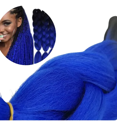 Extension Pelo Kanekalon Trenza Degrade Azul Negro Lefemme