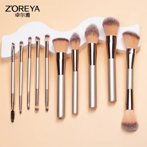 Set Maquillaje Champagne 10 Pinceles De Maquillaje Sombras