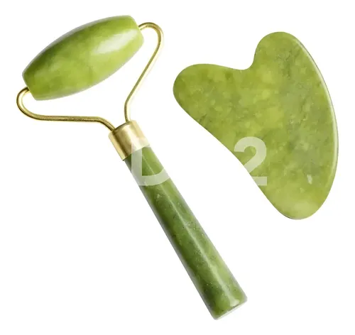 Jade Roller Set Masajeador Facial Y Piedra Guasha Original