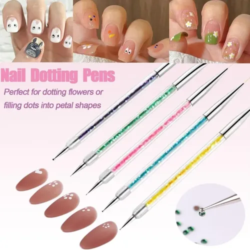 Aibee Set Pinceles Nail Art Doble Punta 5 Piezas