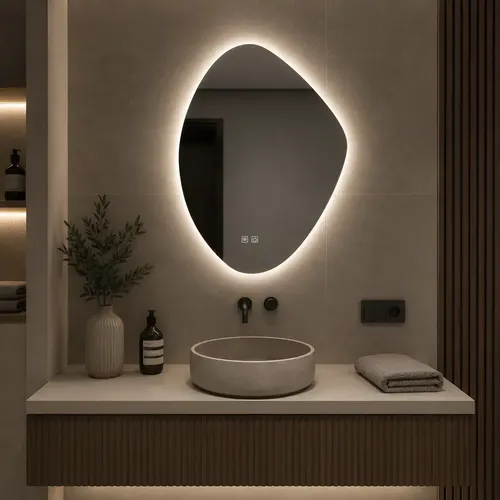 Espejo Luz Led Desempañante Touch Tactil Irregular 60 X 80
