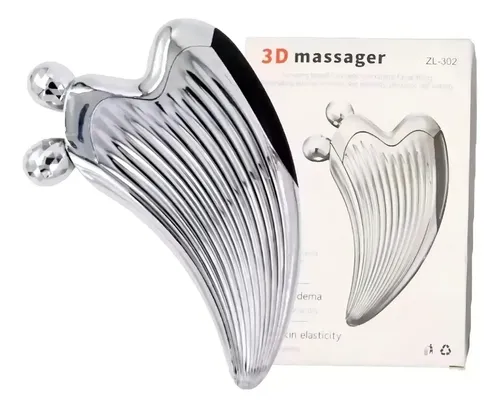Masajeador Facial 3D Gua Sha Plateado Antiedad y Relajación