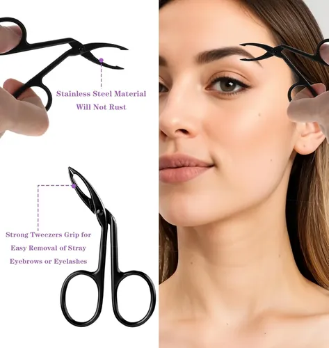 Set 4 Pinzas Y Tijeras Acero Para Cejas Y Facial