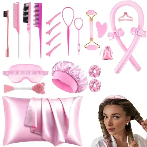 Set De 23 Rulos Sin Calor, Satín, Para Rizar Cabello