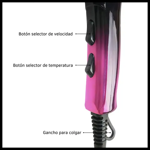 Secador De Pelo Dinax 2000w 2 Velocidades Temperaturas Frío Calor
