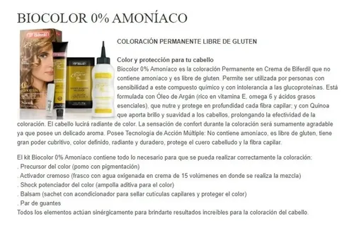 Biferdil Tintura Kit Amoniaco 0 % – Vegano Tono 10.1 Aclarante Plata