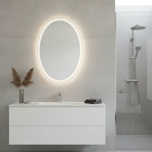 Espejo 9 Con Luz Led Touch 14w Oval Deco Baño Moderno Sin Marco