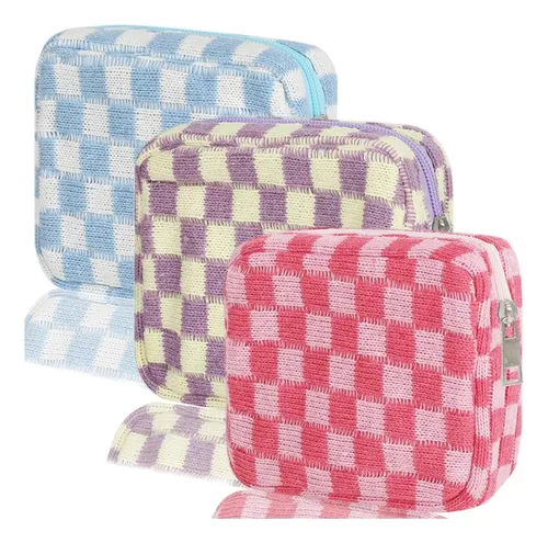 Set De 3 Neceseres Mini De Maquillaje A Cuadros Kotora