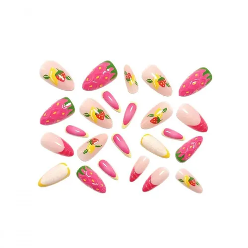 24 Piezas De Uñas A Presión, Pegatinas 3d Para Uñas