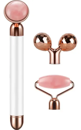 Masaje Facial 3-en-1 Dangshan Jade Roller Rose Quartz