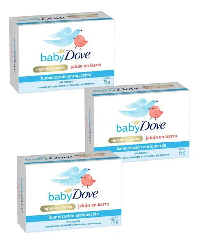 Dove Baby Jabon En Barra Hipoalergénico Humec Enriq X 3 Unid