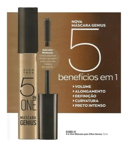 Avon True 5 In One Lash Genius Máscara New Versión.luana9902 Negro