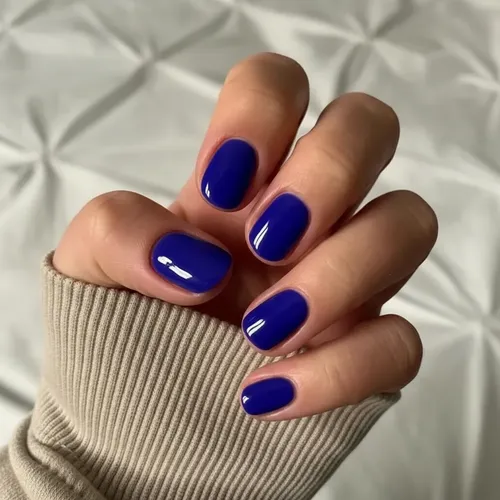 Uñas Postizas Press On Cortas Veluna Soft Gel Redondeadas Reutilizables – Azul