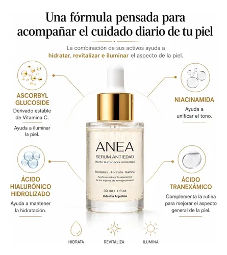 Pack X2 Serum Vitamina C Niacinamida Ácido Hialurónico Ànea