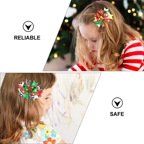 8 Pinzas Para El Pelo Con Forma De Lazo Navideño, Lazos Para