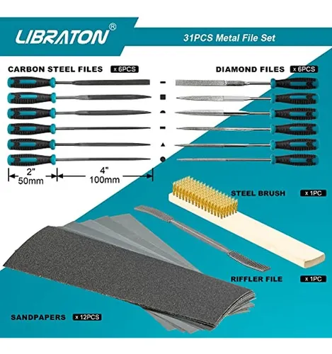 Juego De Archivos De Metal Libraton De 31 Piezas, Limas De M