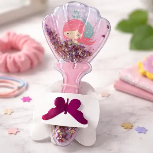 Cepillo Para Niña Sirena Glitter Peine Desenredante Infantil