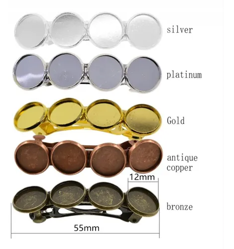5 Pinzas Para El Pelo Con Bisel, Broches En Blanco, Joyas