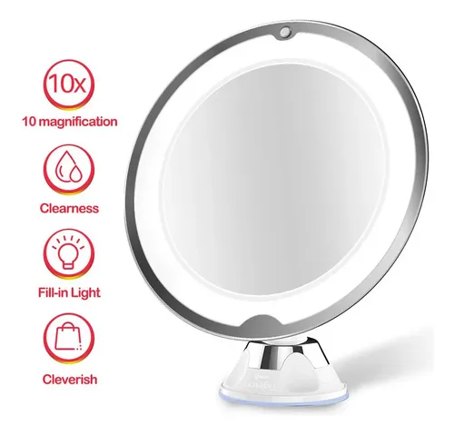Espejo De Maquillaje Redondo De Sobremesa Led Con Aumento De