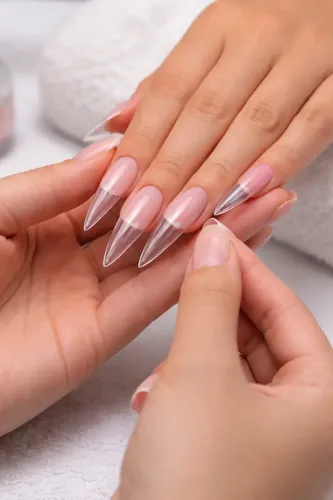 Easy Tips Pink Mask Stiletto Medium Soft Gel Press