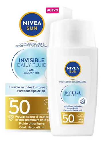Nivea Sun Fps 50 Facial Invicible Daily Fluido X40ml.