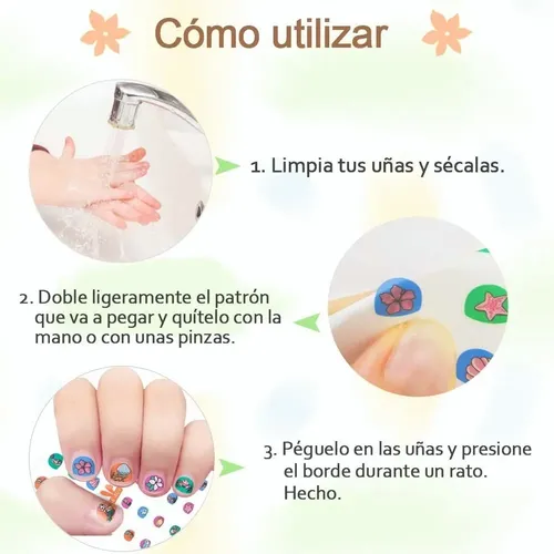 /10 Pegatinas De Uñas Unicornio Calcomanías Adhesivas Niños+