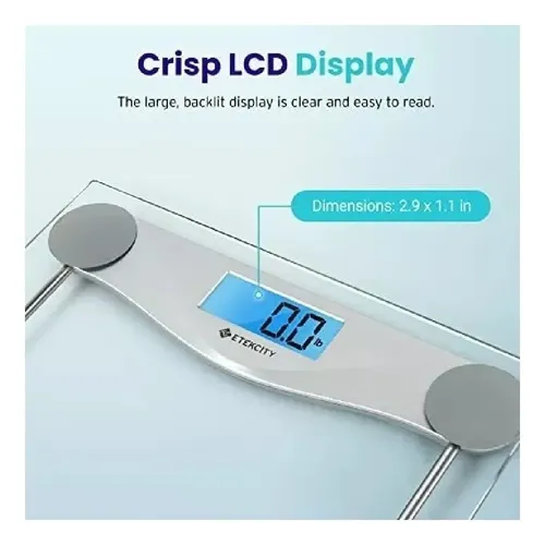 Etekcity Báscula Baño Digital 180kg Vidrio Pantalla Plateado EB4074C