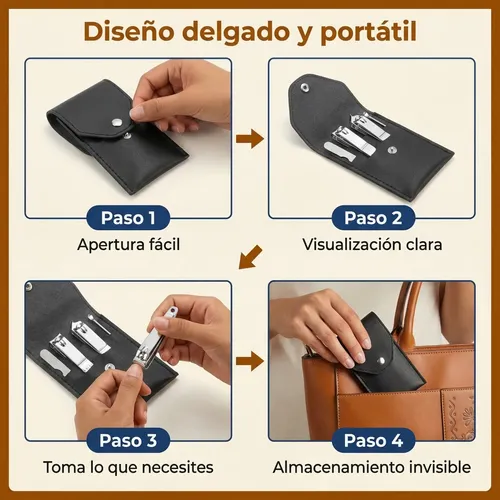Kit De Manicura 4 En 1 Acero Al Carbono Estuche Portatil U