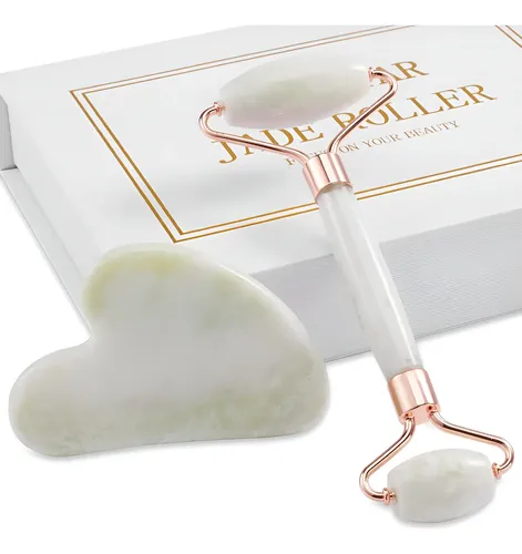 Rodillo Facial Jade Verde Masajeador Para Piel Y Ojos