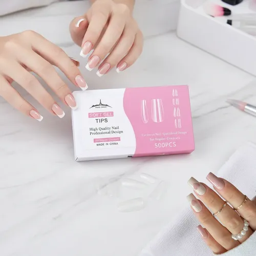 Tips Para Soft Gel Paris Night X500 Cuadrada Caja