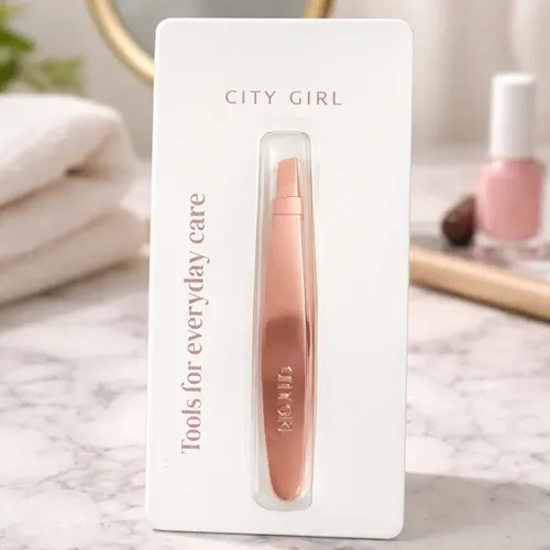 Pinza Para Depilar Cejas City Girl Punta Diagonal Rosa Goold