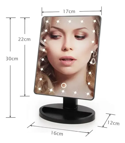 Espejo Led Maquillaje Touch Luz Pie Regulable 360 Tactil Rosa Claro
