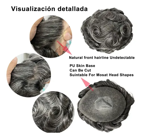 Protesis Capilar Indetectable 100% Humano 1b/50 Canas 50%