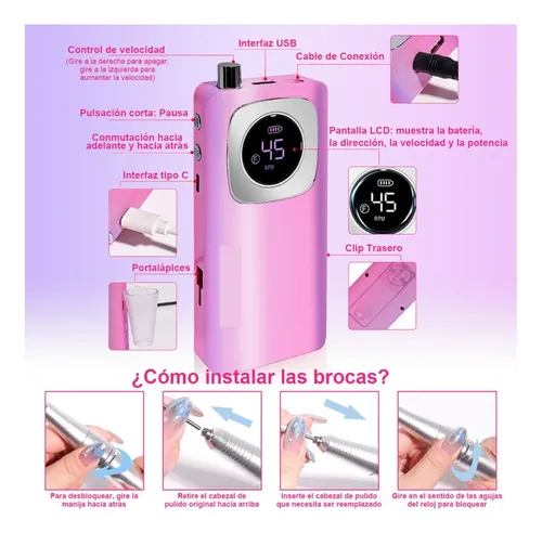 Lima De Uñas Portátil De Alta Potencia Y Máquina Pulidora.