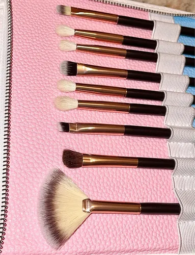 Set De 10 Brochas Maquillaje Kabuki Profesional + Estuche