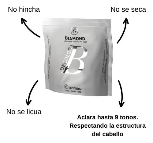 Framesi Decolor B Diamond Decolorante Aclara 9 Tonos 500gs