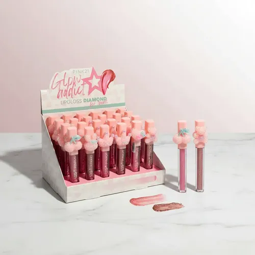 Labial Lip Gloss Diamond Con Glitter Hidratante De Pink 21