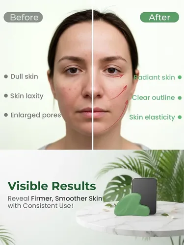 Herramienta Gua Sha Facial Verde Para Drenaje Linfático