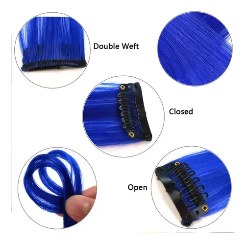 ) Extensiones De Cabello Coloreado De 20 Pulgadas Con Clip (