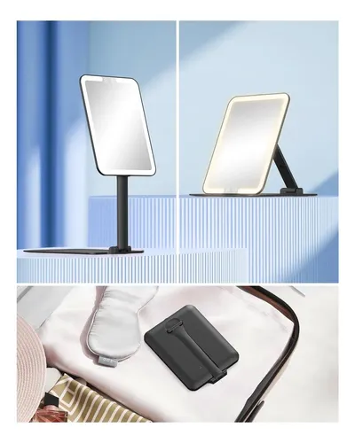 Espejo De Maquillaje De Viaje Con Luces Y Aumento