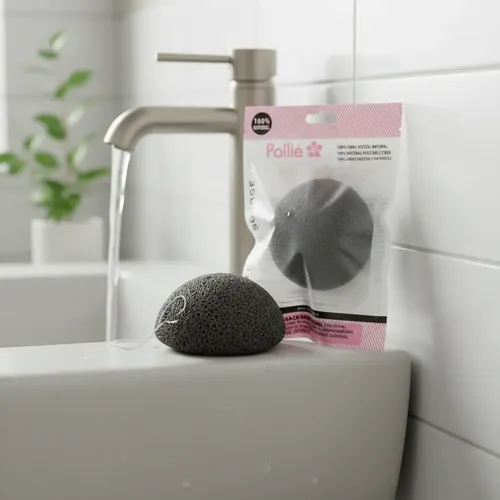 Konjac Esponja Vegetal Facial De Carbon Pieles Grasas Pollie