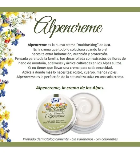 Crema Humectante Swiss Just Alpencreme 50g
