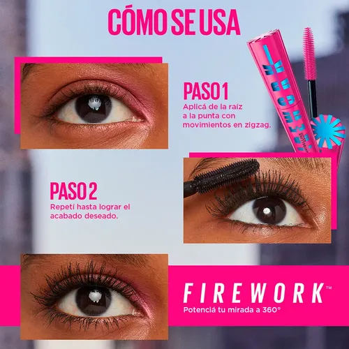 Mascara De Pestañas Maybelline Firework Blackest Black Wsh Blackest Black Wsh