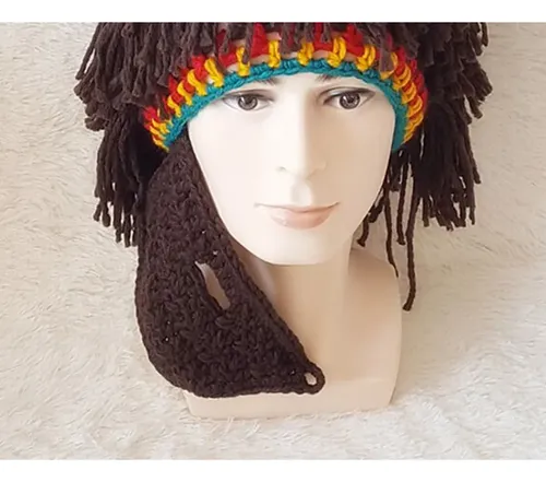2 Divertidos Sombreros Creativos De Lana Con Peluca, Barba Y