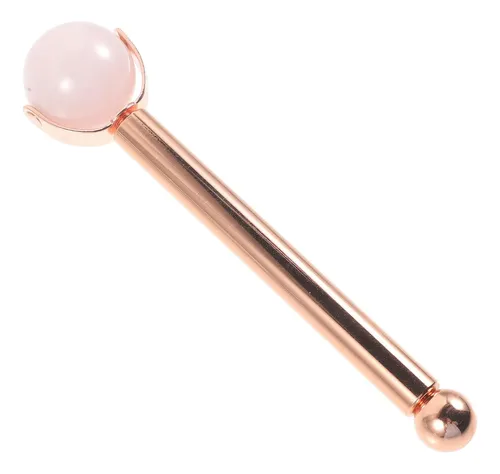 Rodillo Facial Jade Y Cuarzo Rosa Metalizado Para Belleza